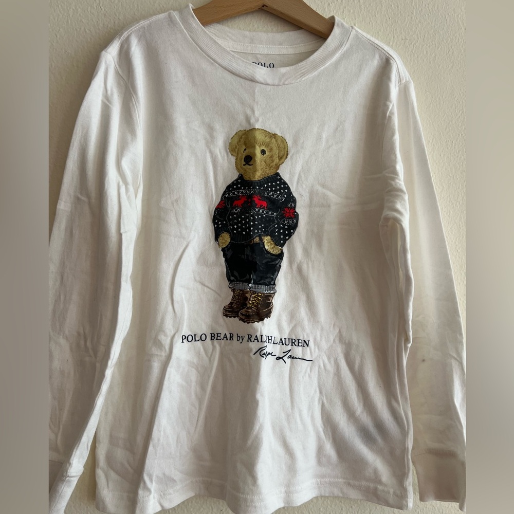 Polo Ralph Lauren Teddy Bear long Sleeve Shirt kids Size 6 / 120 - Picture 2 of 6